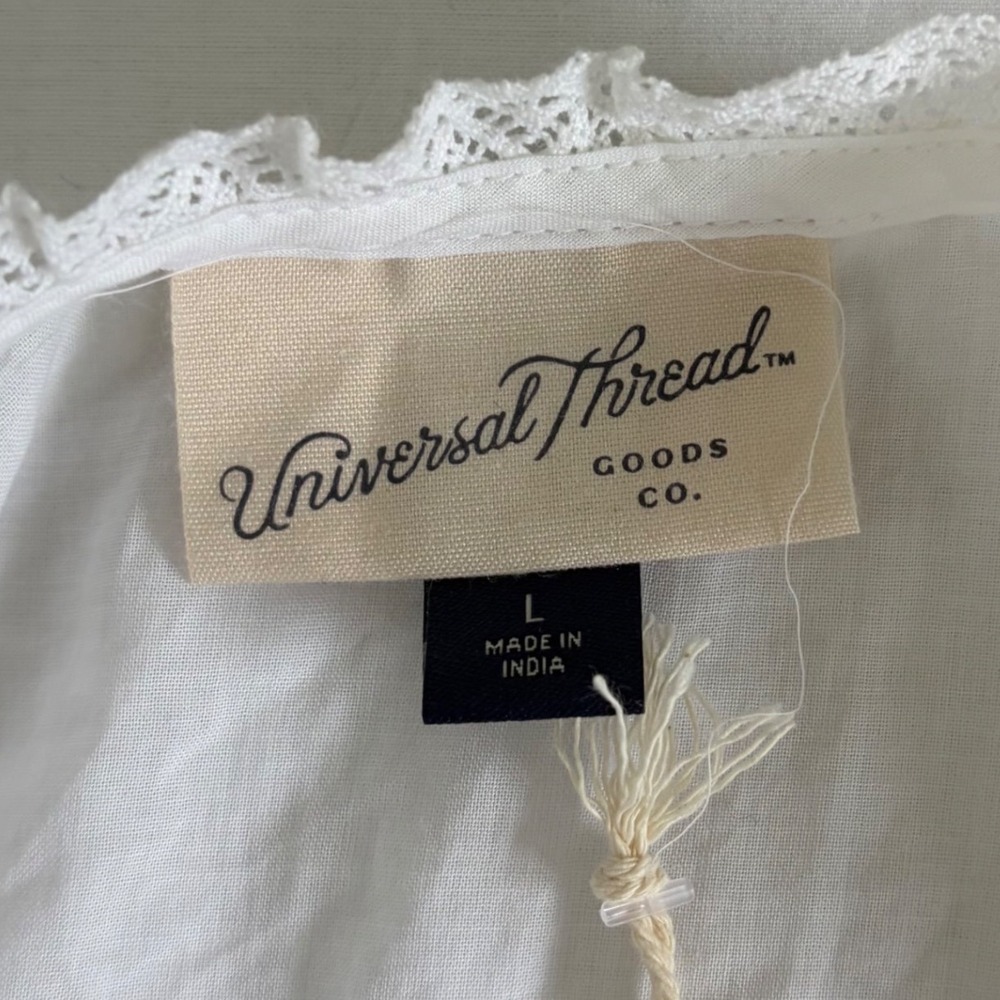 Universal Thread White Boho Eyelet Cotton Maxi Dress Large Cottagecore Tiered - Picture 9 of 9